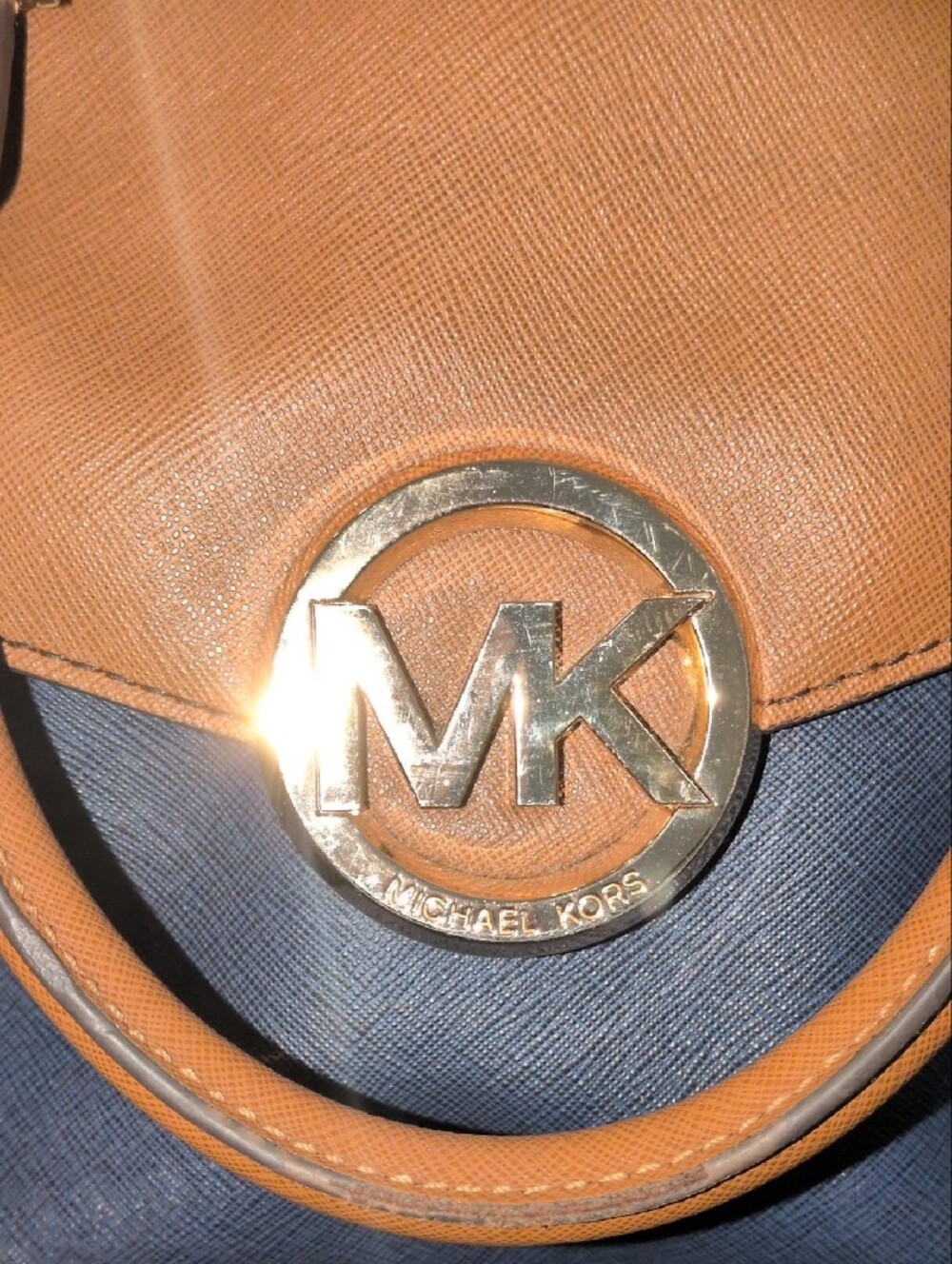 MICHAEL Michael Kors Tri-Color Leather Satchel in Brown, Black & Cream - Picture 11 of 12